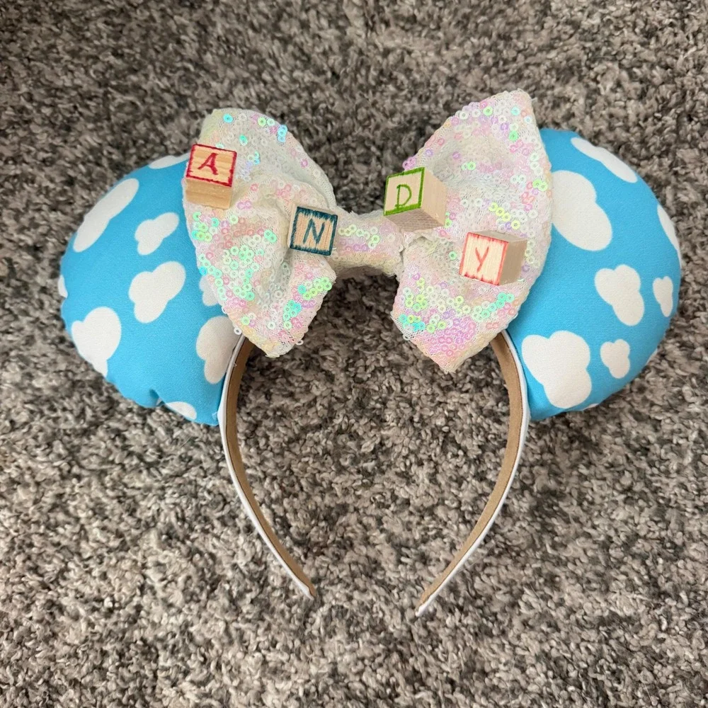 Toy Story Andy Cloud Mouse Ears Sequin Headband Pixar Disney Costume Accessory